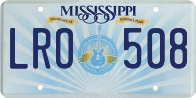 MS license plate LRO508