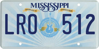 MS license plate LRO512
