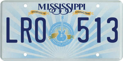 MS license plate LRO513