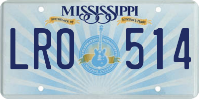 MS license plate LRO514