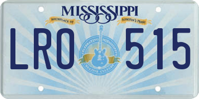 MS license plate LRO515