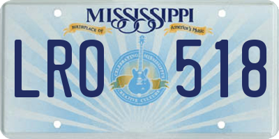 MS license plate LRO518