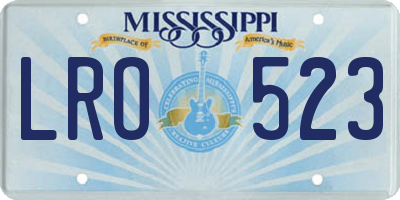 MS license plate LRO523