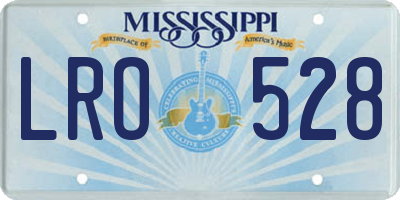 MS license plate LRO528