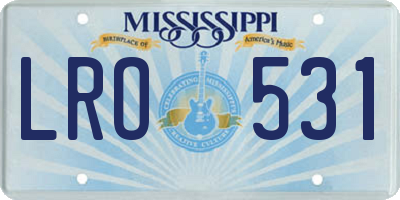 MS license plate LRO531