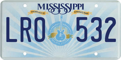 MS license plate LRO532