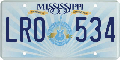 MS license plate LRO534