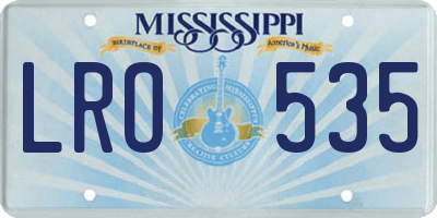 MS license plate LRO535