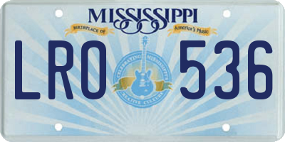 MS license plate LRO536