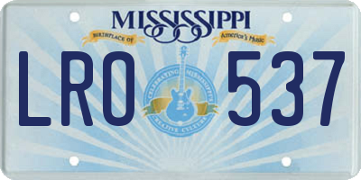 MS license plate LRO537