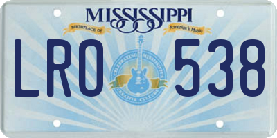 MS license plate LRO538