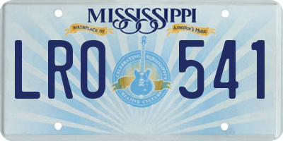MS license plate LRO541