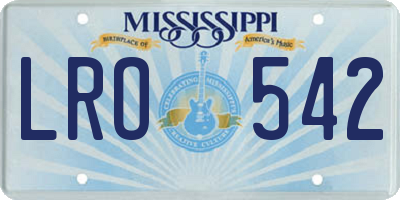 MS license plate LRO542