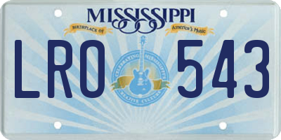MS license plate LRO543