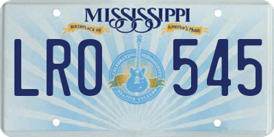 MS license plate LRO545