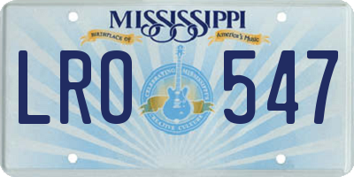 MS license plate LRO547