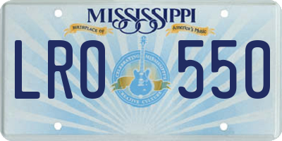 MS license plate LRO550