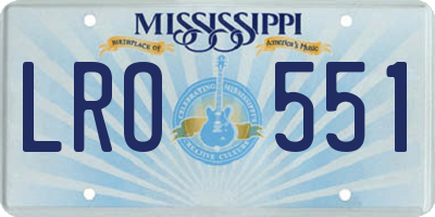 MS license plate LRO551