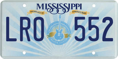 MS license plate LRO552