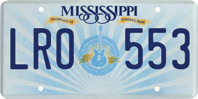 MS license plate LRO553