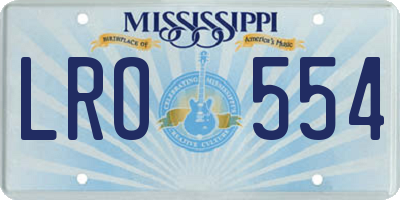 MS license plate LRO554