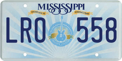 MS license plate LRO558