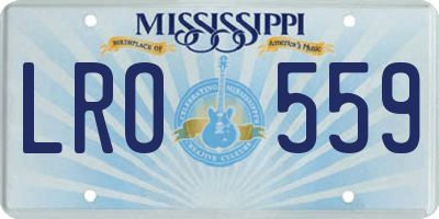 MS license plate LRO559