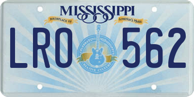 MS license plate LRO562
