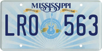 MS license plate LRO563