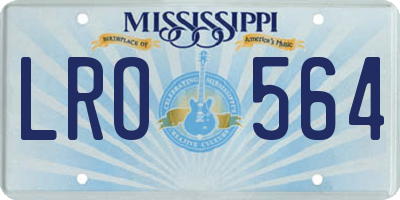MS license plate LRO564