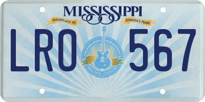 MS license plate LRO567