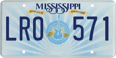 MS license plate LRO571