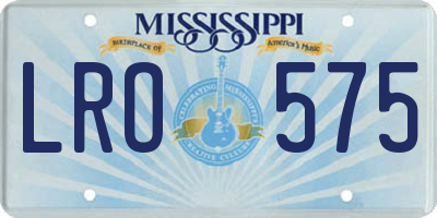 MS license plate LRO575