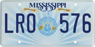 MS license plate LRO576