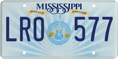 MS license plate LRO577