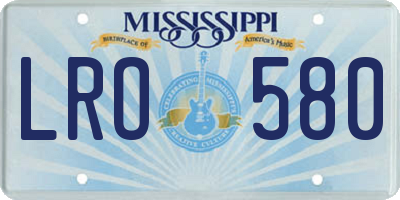 MS license plate LRO580