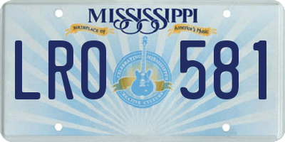 MS license plate LRO581