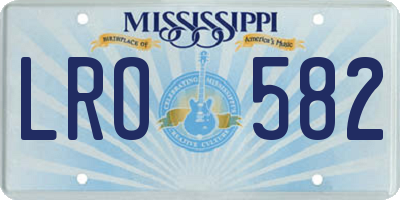 MS license plate LRO582