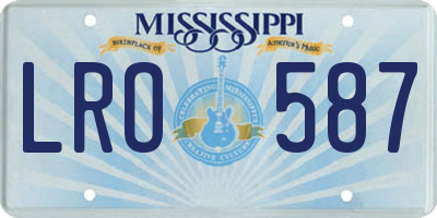 MS license plate LRO587