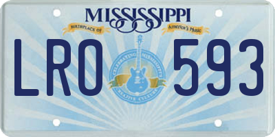 MS license plate LRO593