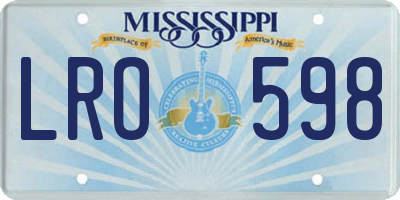 MS license plate LRO598