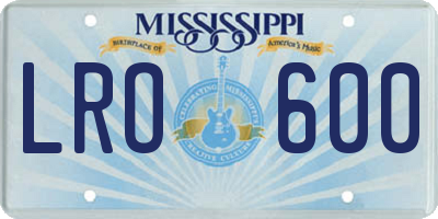 MS license plate LRO600