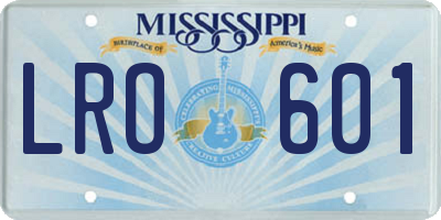 MS license plate LRO601