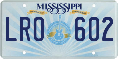 MS license plate LRO602