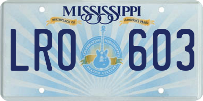 MS license plate LRO603