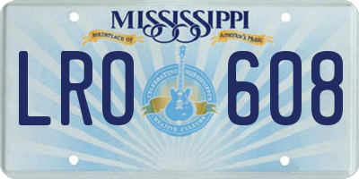 MS license plate LRO608