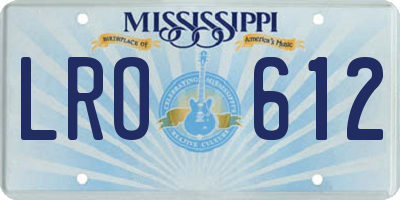 MS license plate LRO612
