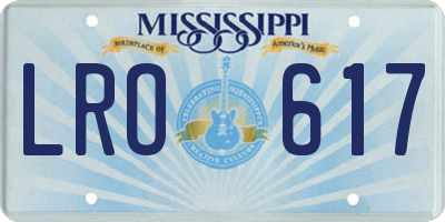 MS license plate LRO617