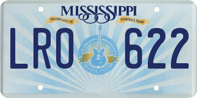 MS license plate LRO622