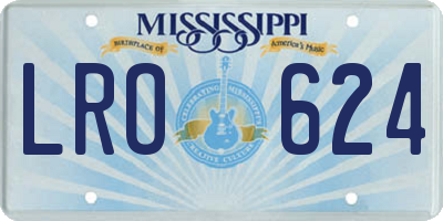 MS license plate LRO624